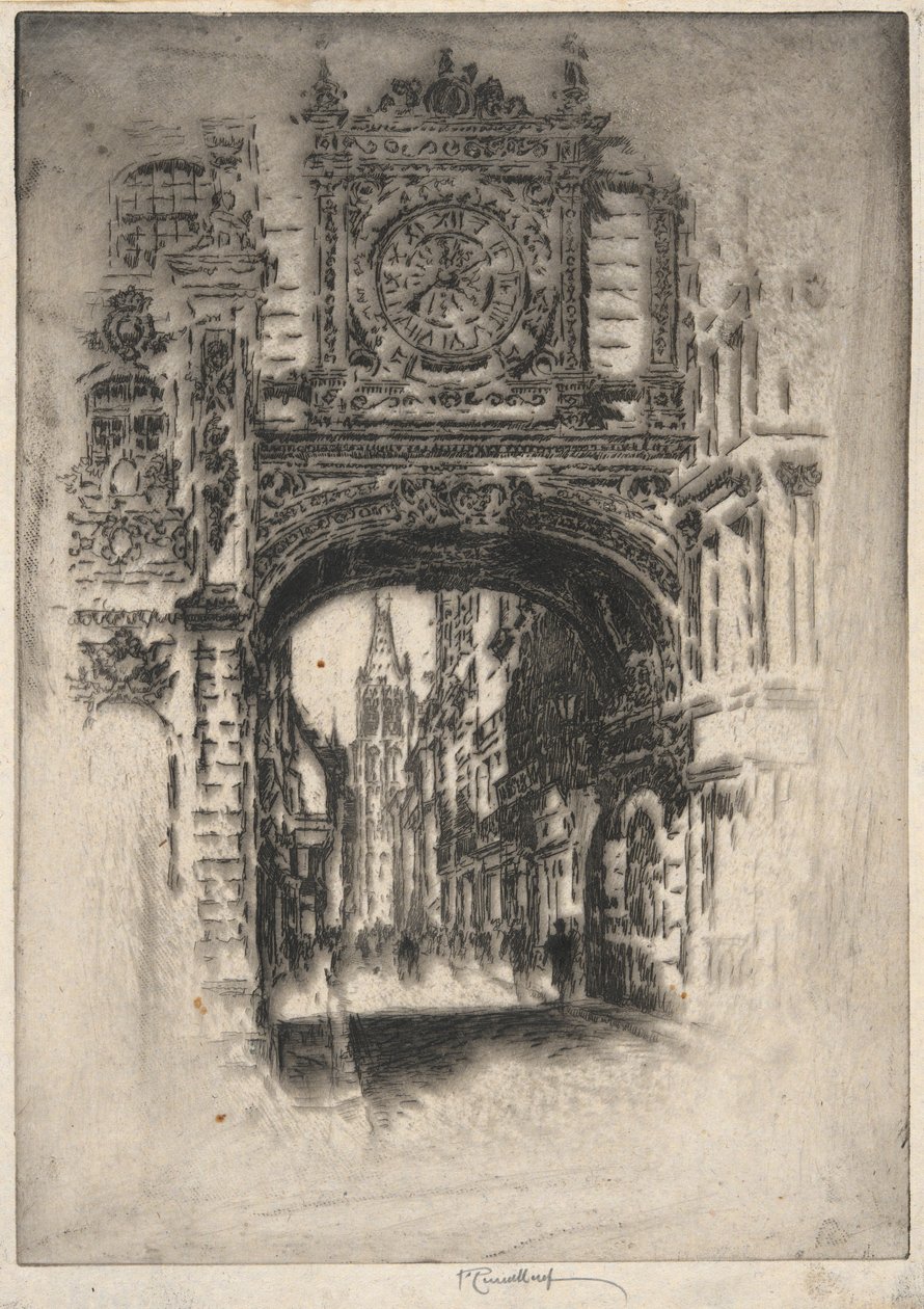 Stor klocka; Rouen av Joseph Pennell