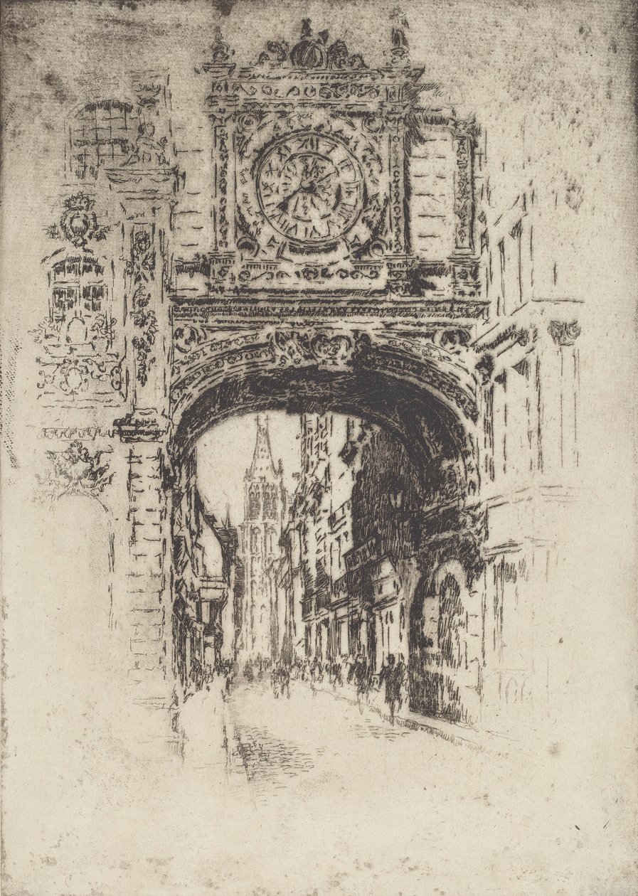 Stor klocka, Rouen, 1907. av Joseph Pennell