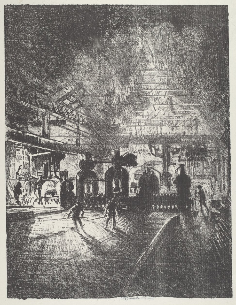 In the Jaws of Death, Rolling Bars for Shells, 1916. av Joseph Pennell