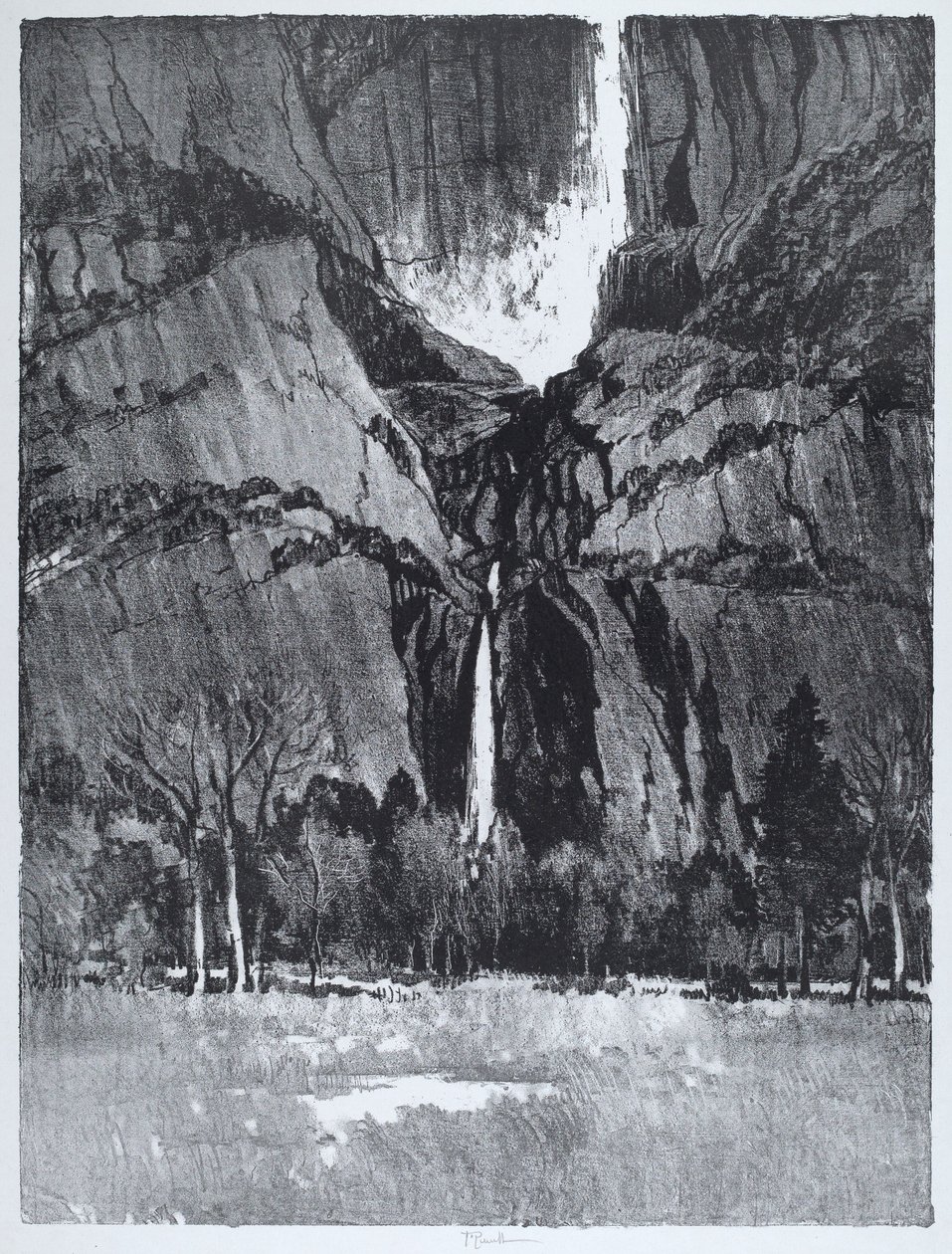 Lower Falls, Yosemite, 1912. av Joseph Pennell