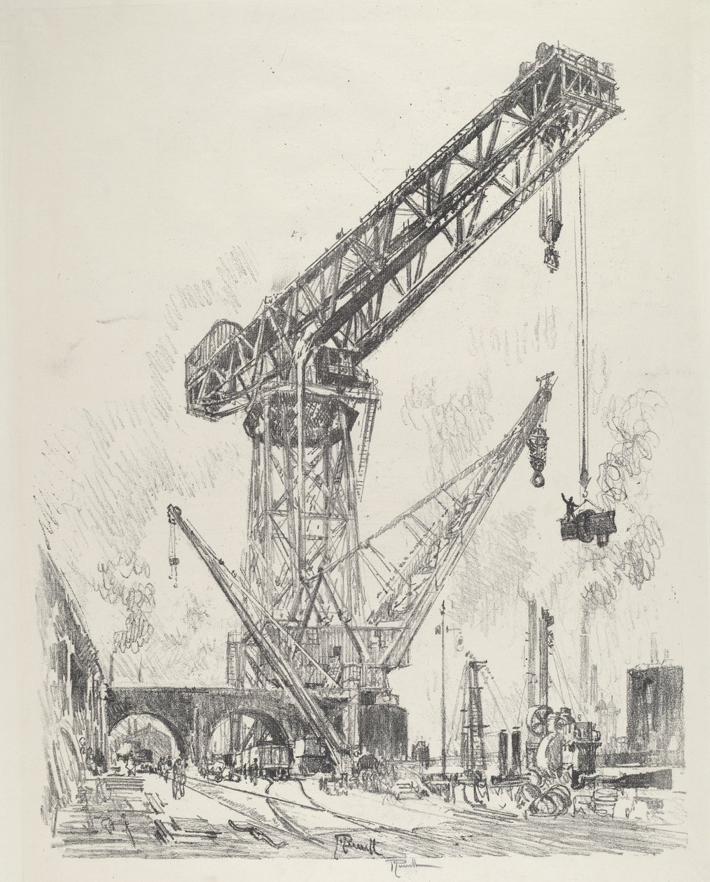 Tillverkad i Tyskland, den stora tranan, 1916. av Joseph Pennell