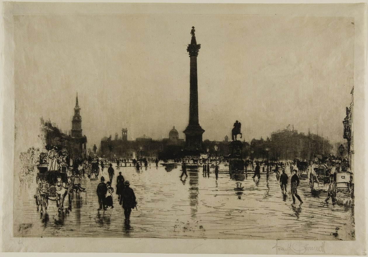 Nelson Monument, Trafalgar Square, London av Joseph Pennell