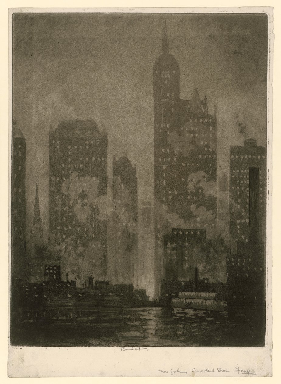 New York. Färjan vid Courtland Street av Joseph Pennell