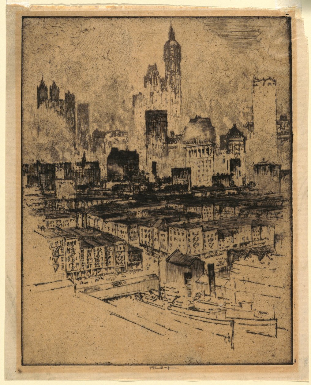 New York från Brooklyn Bridge av Joseph Pennell