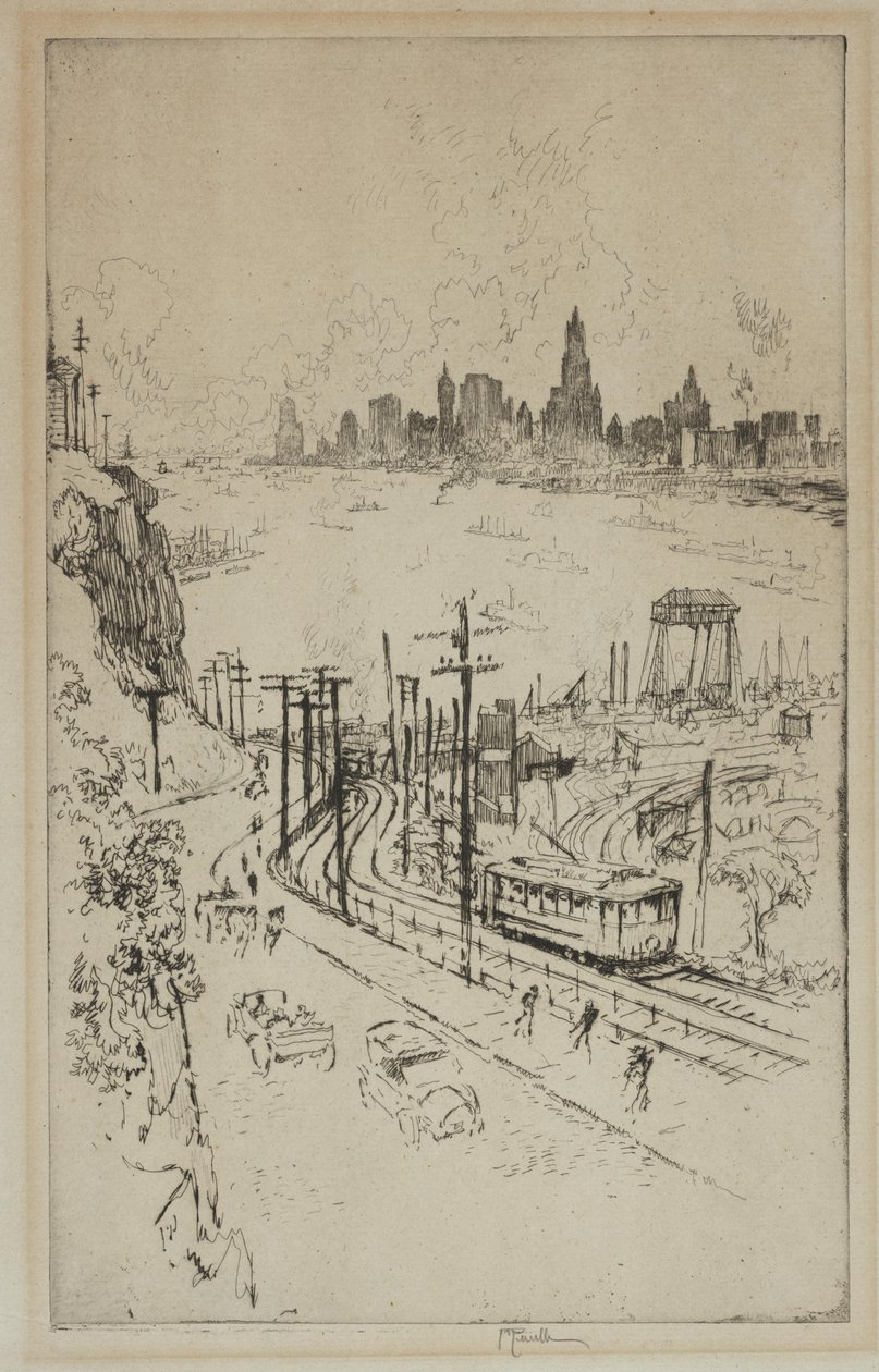 New York, från New Jersey av Joseph Pennell