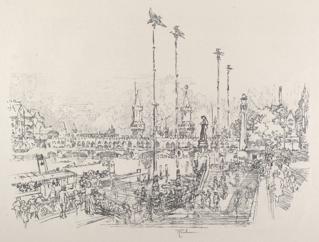 Oberbaumbron, Berlin, 1921. av Joseph Pennell