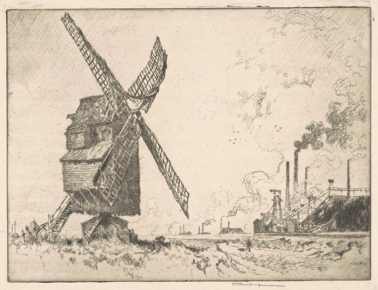 Gamla och nya kvarnar, Valenciennes av Joseph Pennell