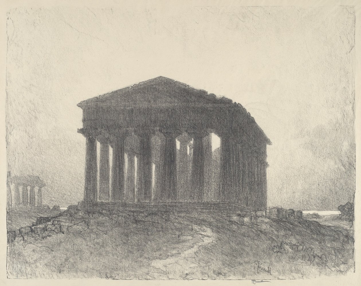 Paestum, kväll av Joseph Pennell