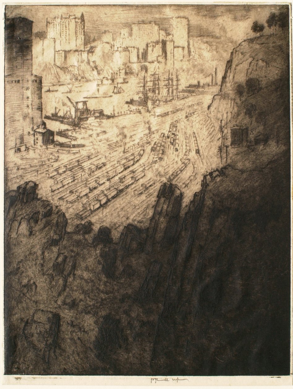 Palisades och palats, New York av Joseph Pennell