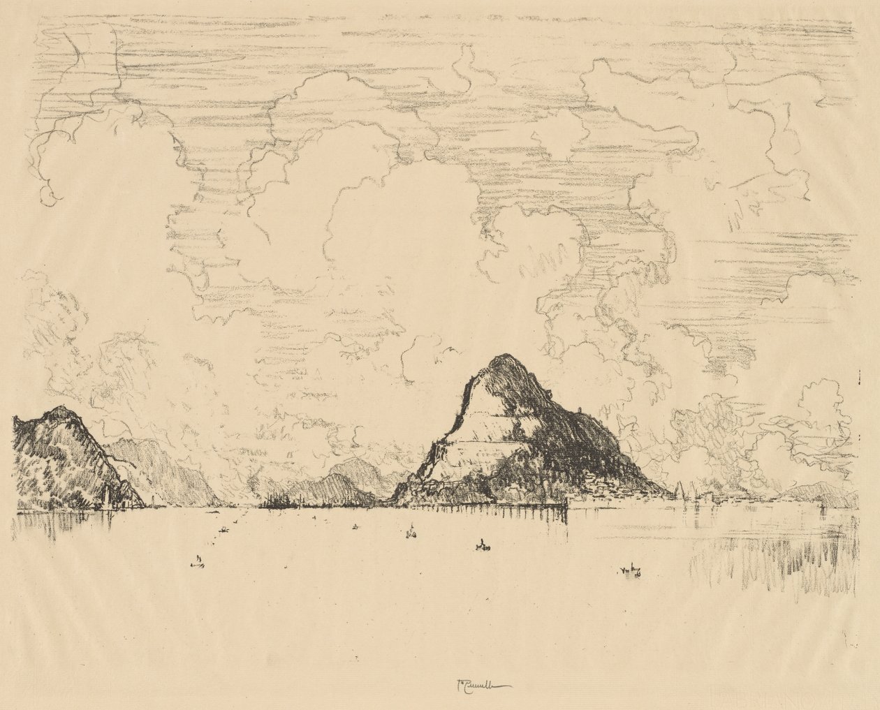 Panama: Ingång till kanalen från Stilla havet, 1912. av Joseph Pennell