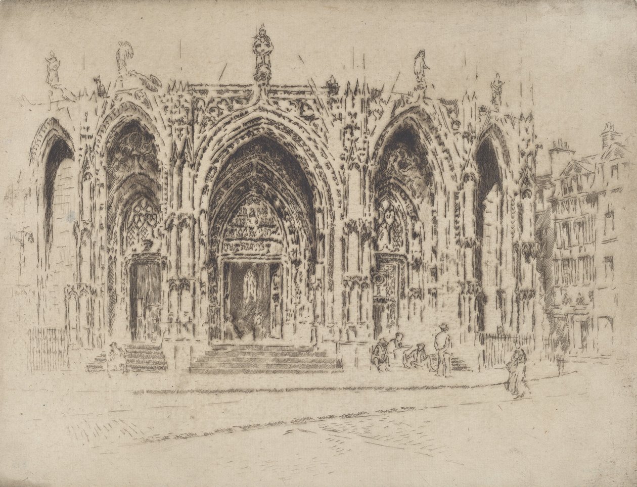 Veranda i San Maclou, Rouen, 1907. av Joseph Pennell