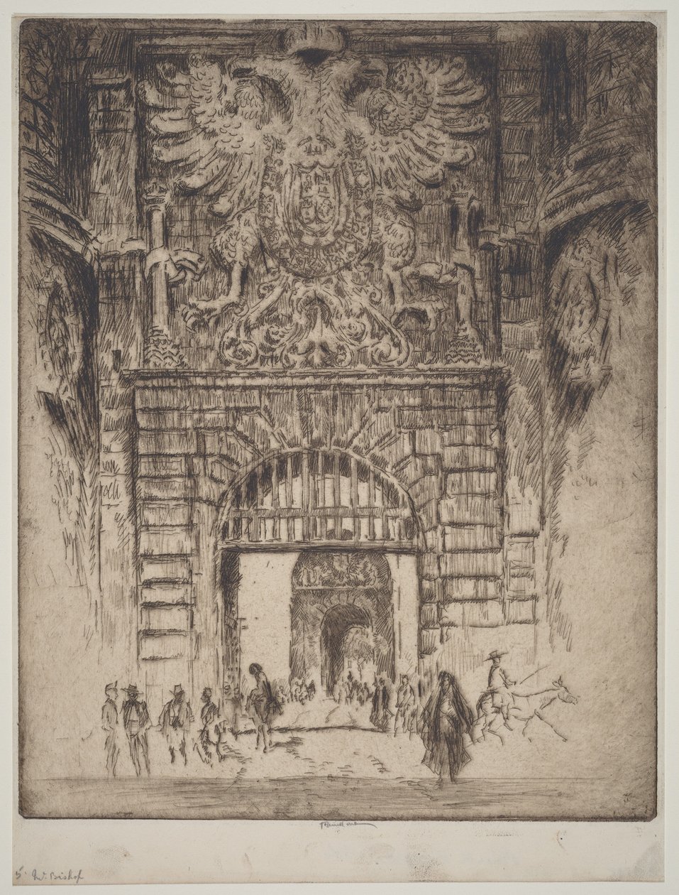 Puerta de Bisagra, Madridporten, Toledo av Joseph Pennell