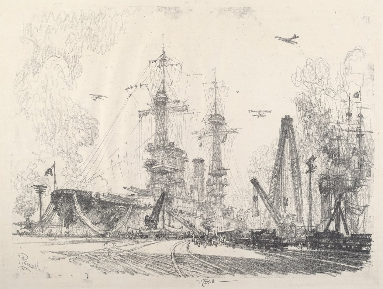 Redo att starta, 1917. av Joseph Pennell