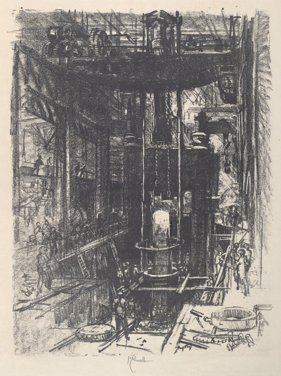 Forma en pistol från ett göt, 1917. av Joseph Pennell