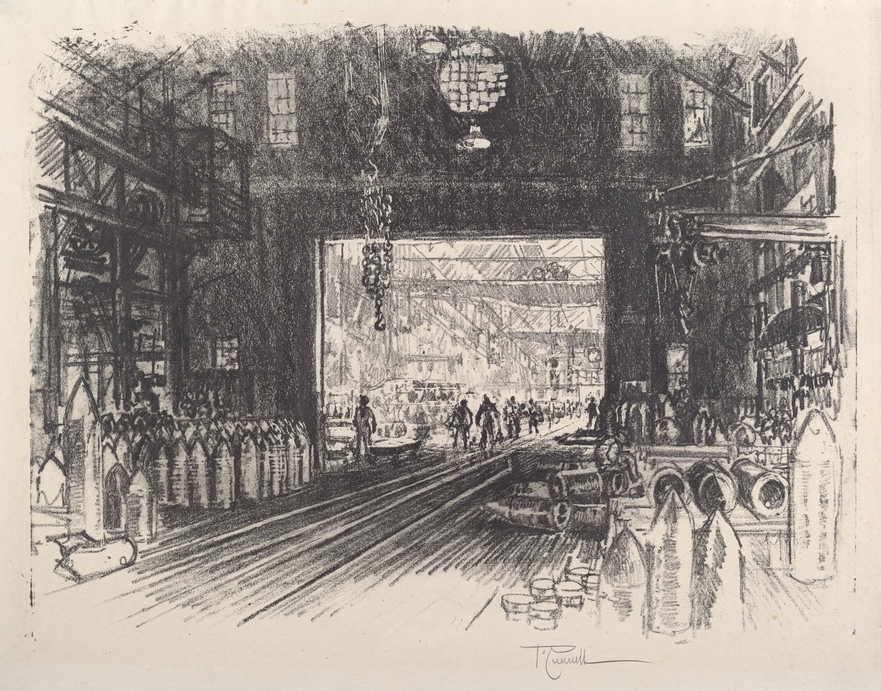 Skalfabrik, No.II, 1917. av Joseph Pennell