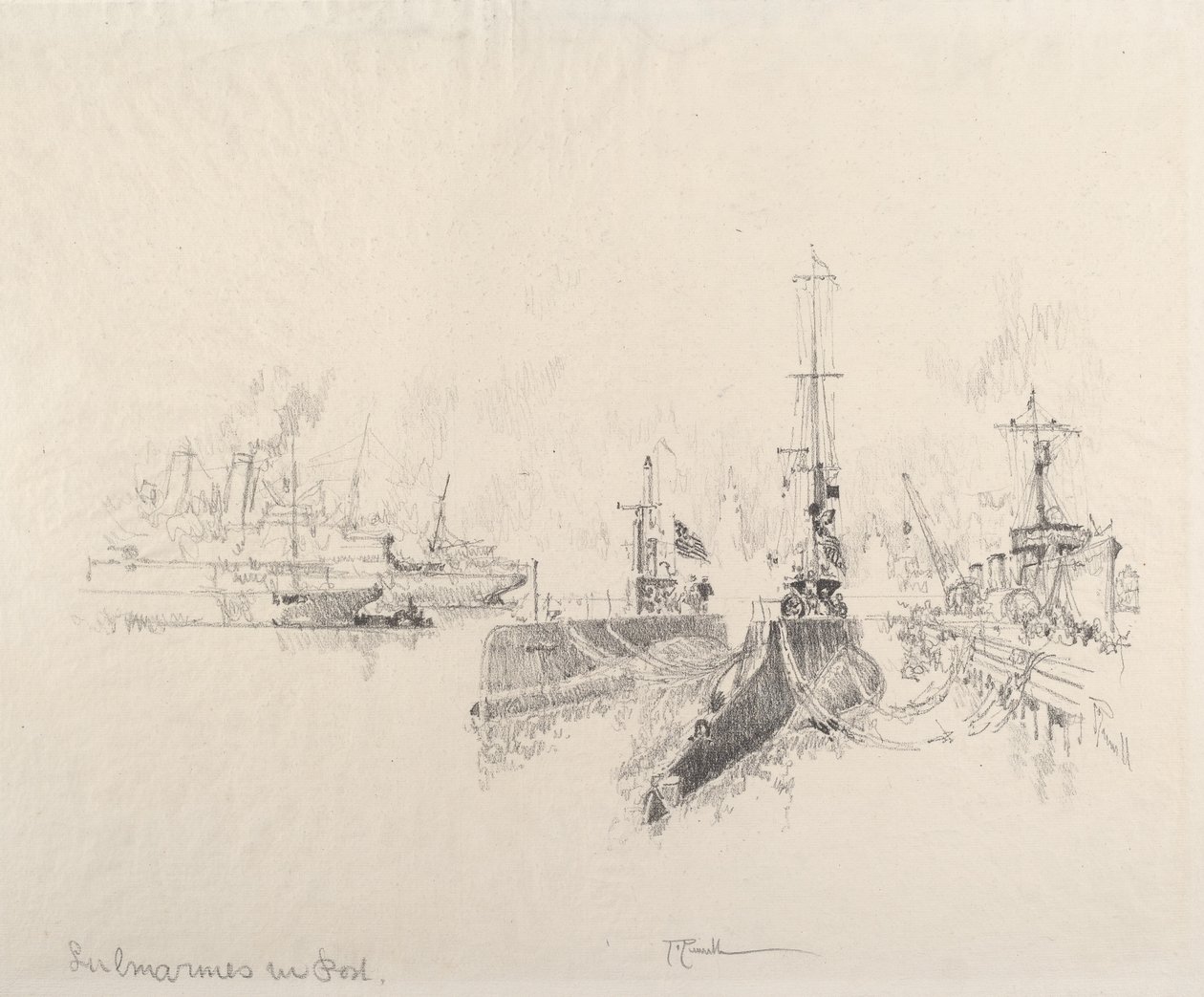 Ubåtar i hamn av Joseph Pennell