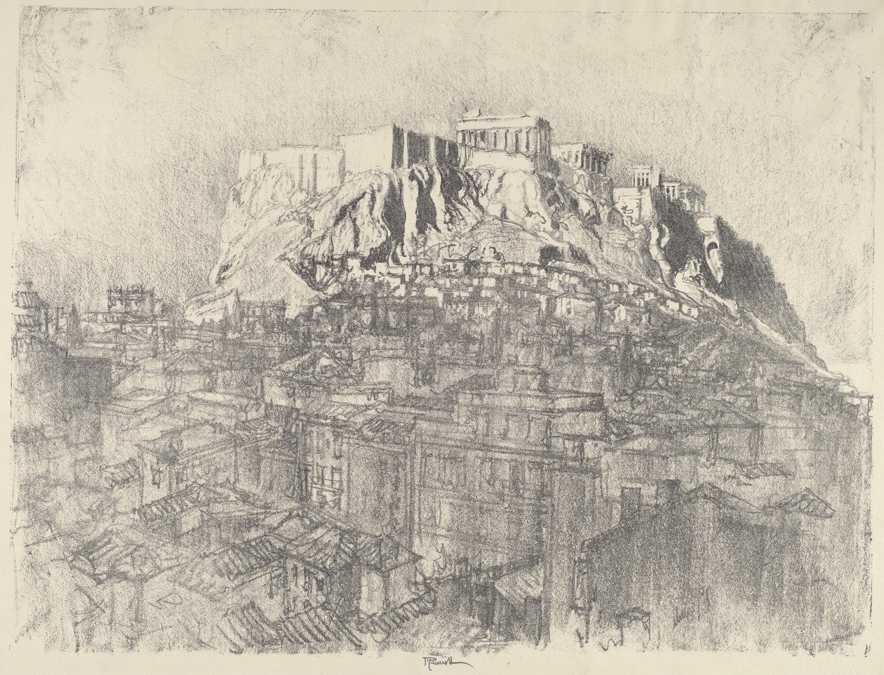 Soluppgång över Akropolis av Joseph Pennell