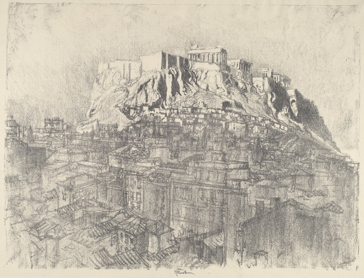 Soluppgång över Akropolis, 1913. av Joseph Pennell