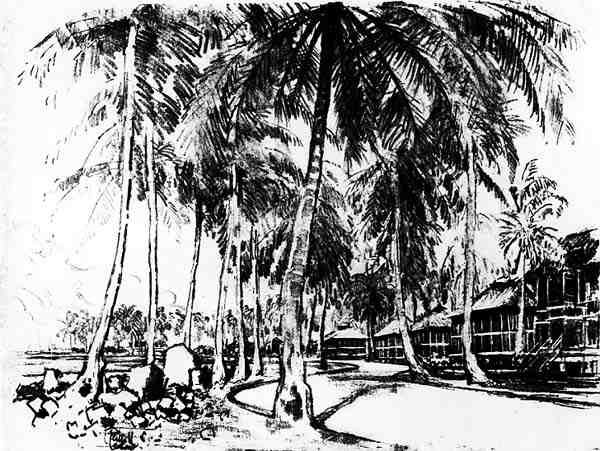 The American Quarter, skylt I från Panamakanalen av Joseph Pennell, 1912 (kol på papper) av Joseph Pennell