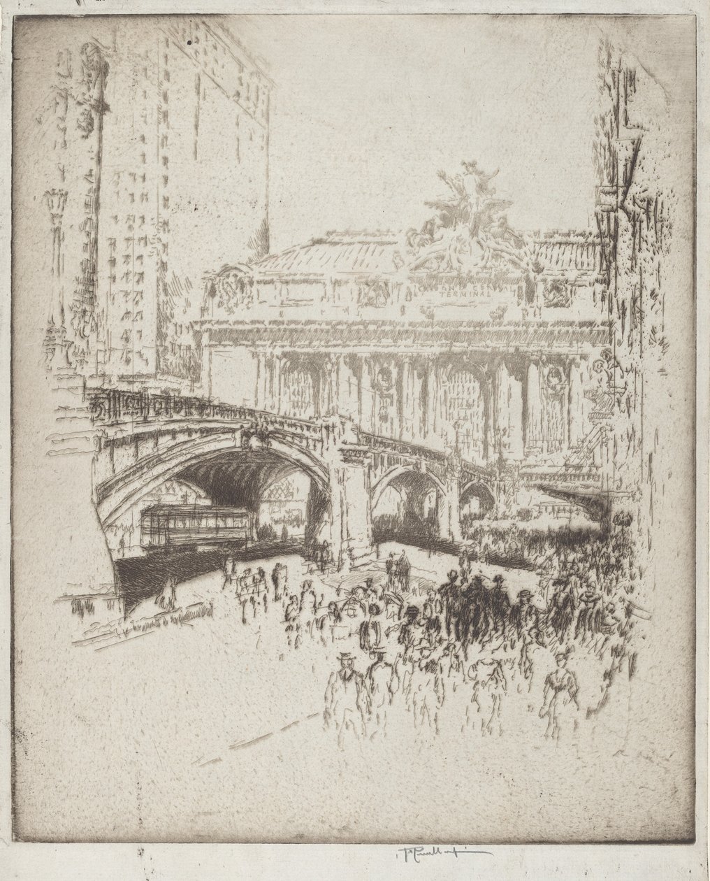 Tillvägagångssättet till Grand Central, New York av Joseph Pennell