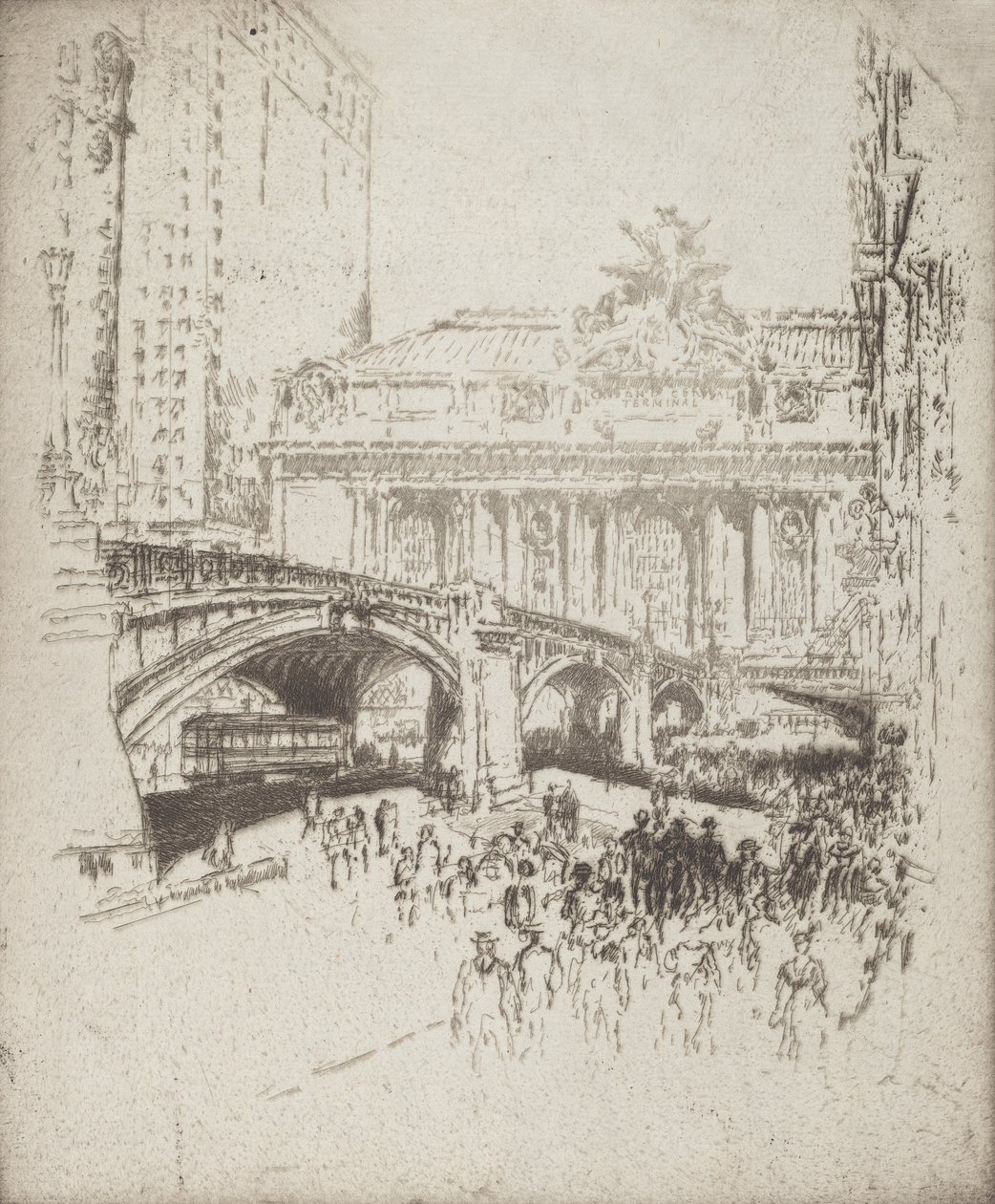 The Approach to the Grand Central, New York, 1919. av Joseph Pennell