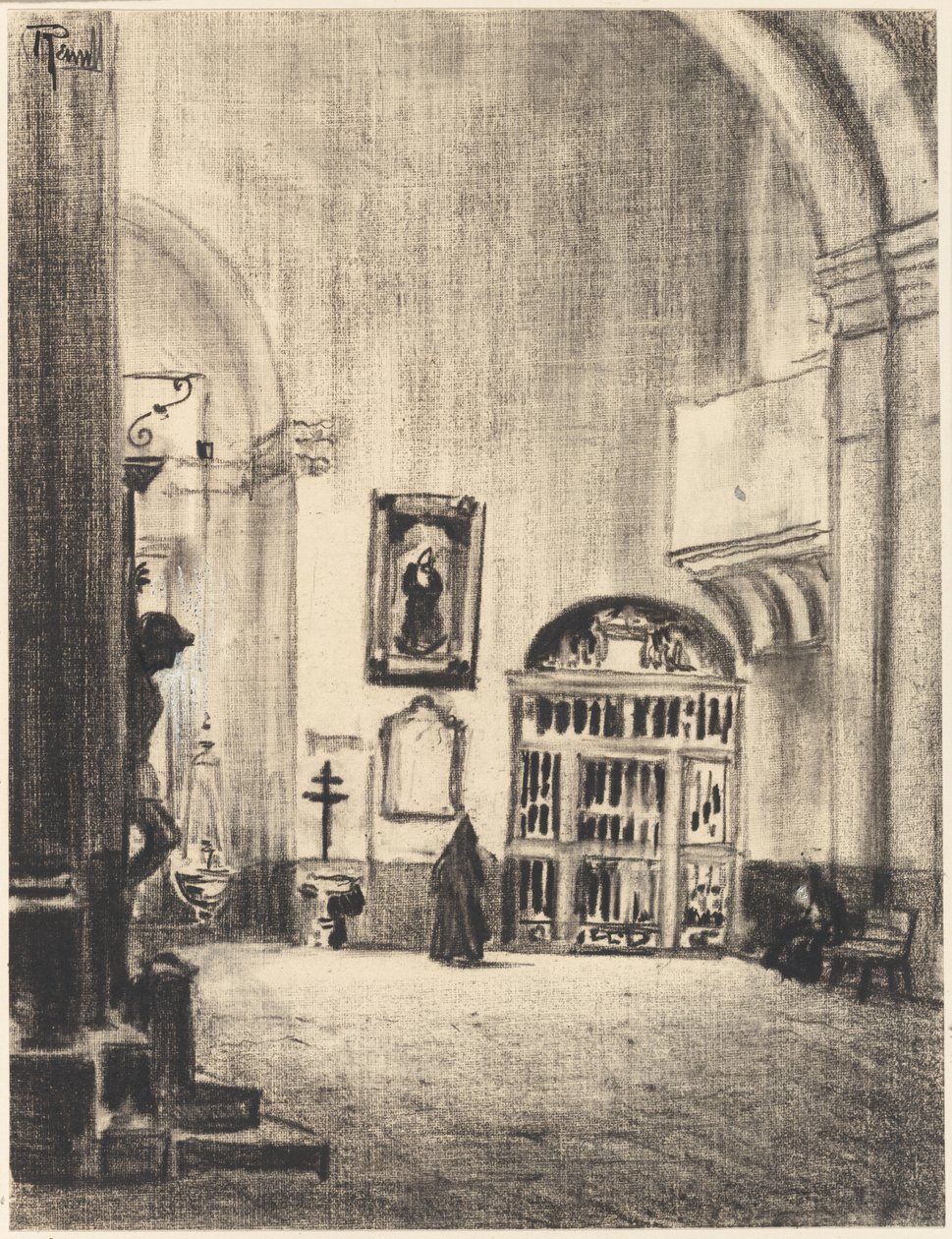 Cervantes dopfunt, Santa Maria la Mayor, Alcalá av Joseph Pennell