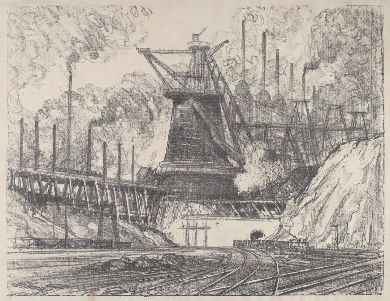 Det stora stålverket, Gary, Indiana av Joseph Pennell