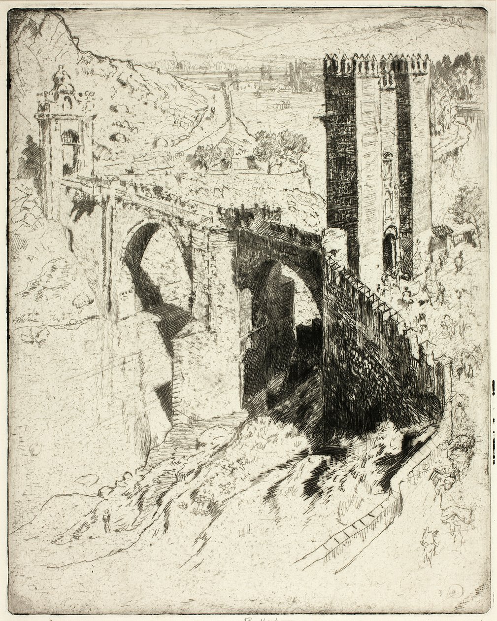 Bron över Alcantara, Toledo av Joseph Pennell