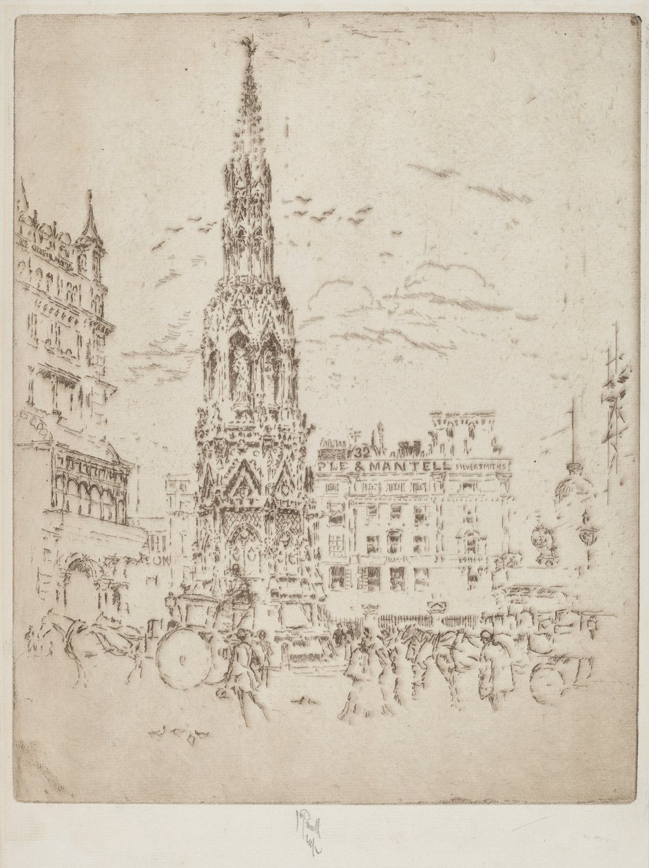 Elinor Cross, framför Charing Cross järnvägsstation av Joseph Pennell