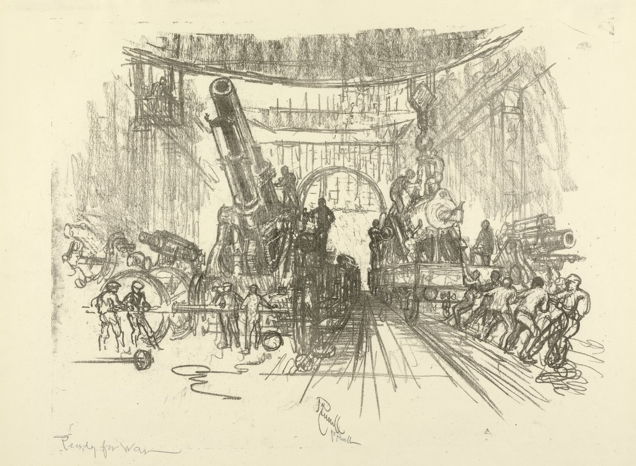 The English War Series: W.453. Redo för krig, 1916 av Joseph Pennell