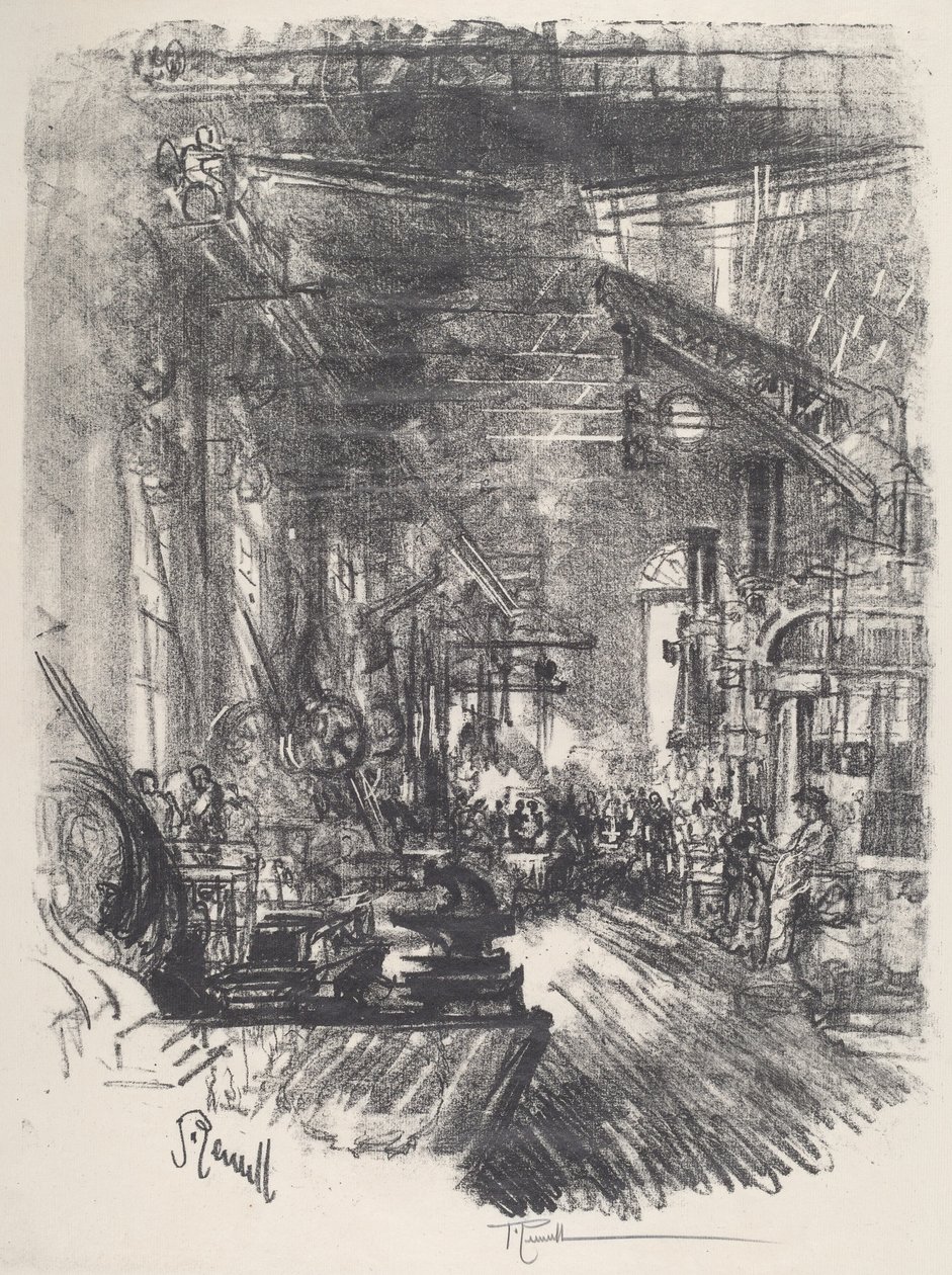 Smedjorna, 1917. av Joseph Pennell