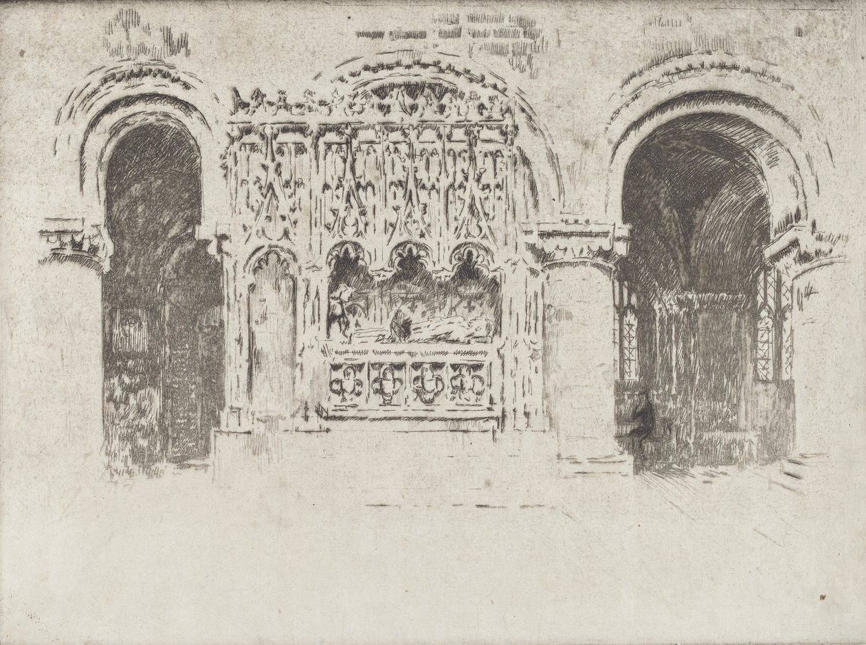 Grundarens grav, Saint Bartholomew den stores kyrka, 1903. av Joseph Pennell
