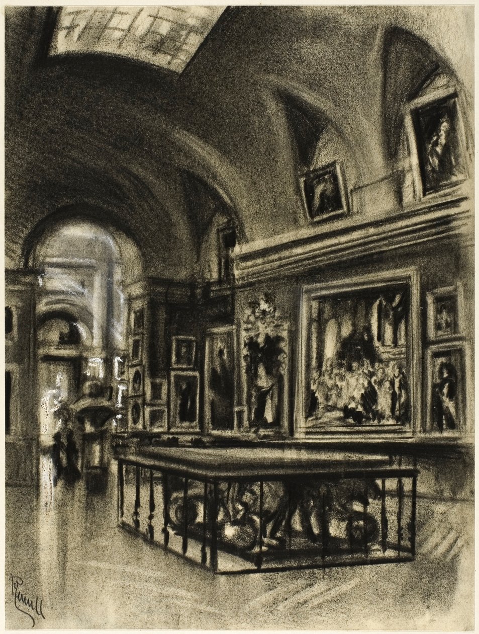 Grand Gallery of the Prado av Joseph Pennell