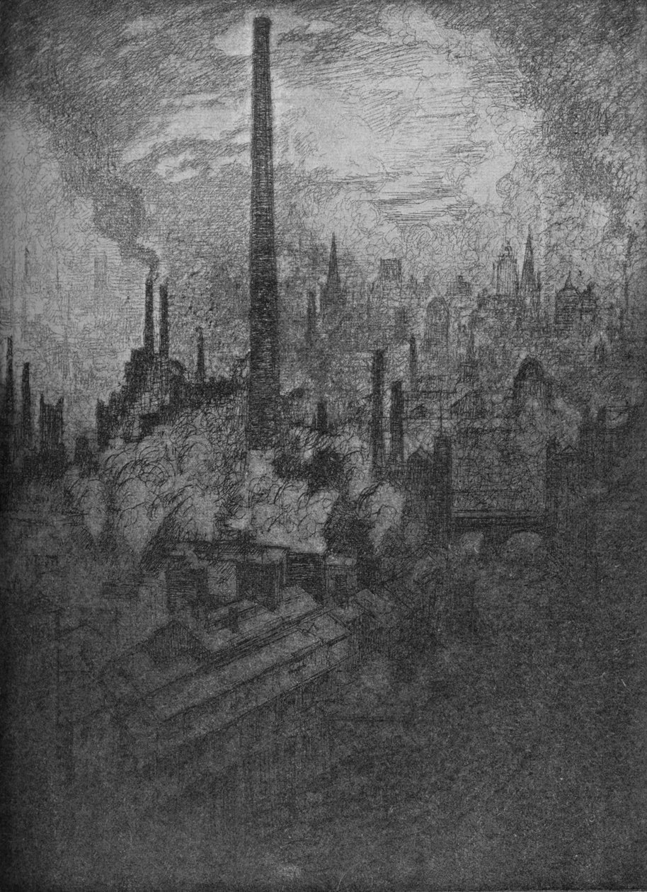 Den stora skorstenen, Sheffield, 1910 av Joseph Pennell