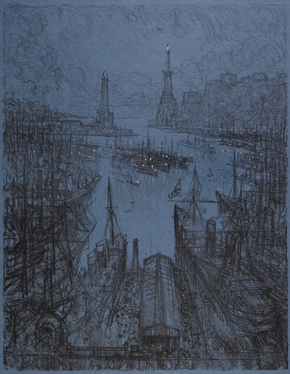 Hamnen, Genua, 1913 av Joseph Pennell