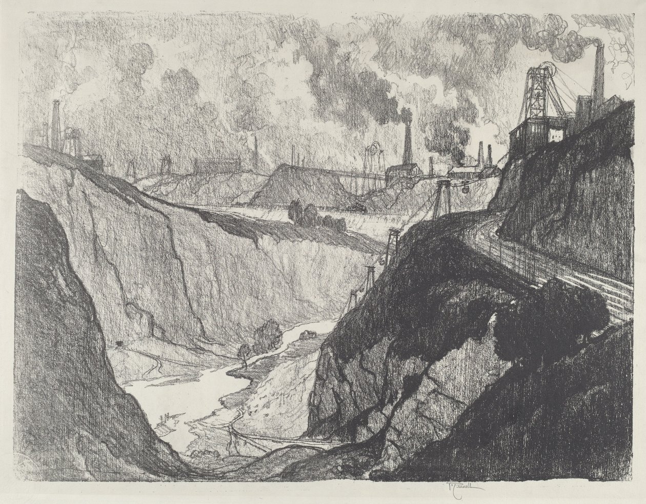 Järngruvan, 1916. av Joseph Pennell