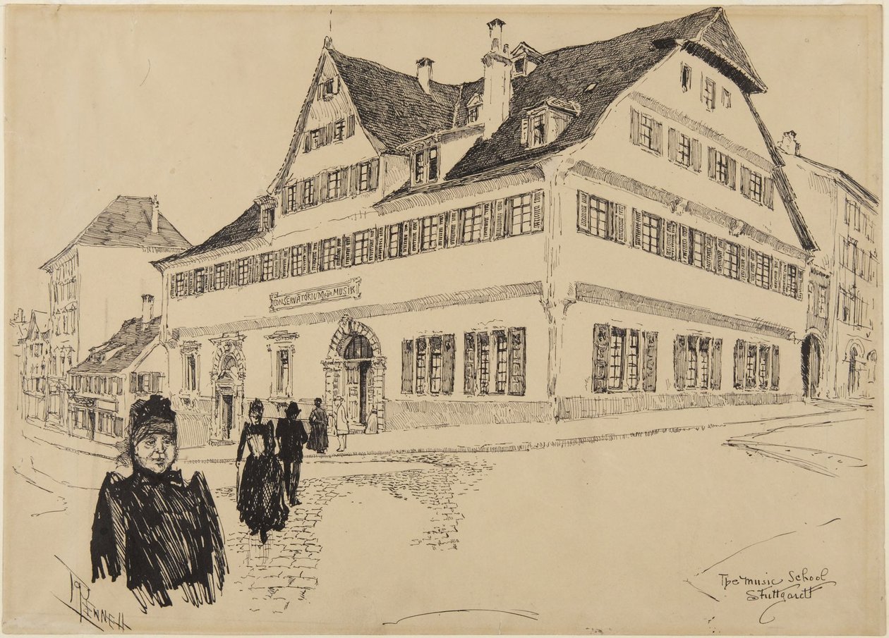 Musikskolan, Stuttgart av Joseph Pennell