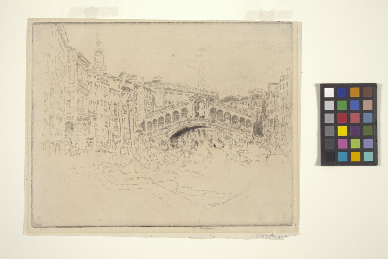 Rialto, Venedig (etsning och torrnål) av Joseph Pennell