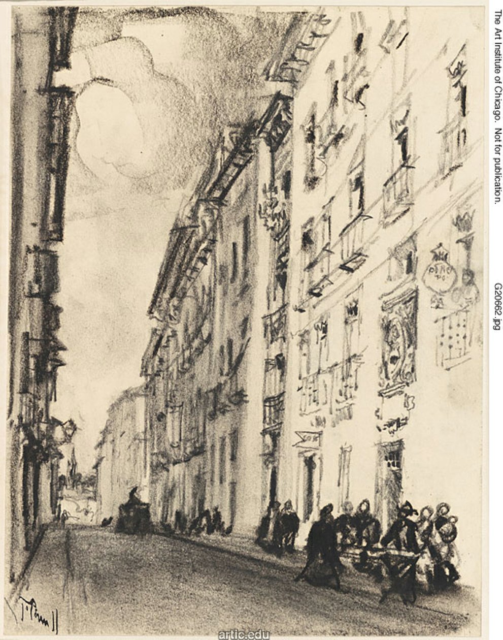 Cervantes-gatan och Lope de Vega, Madrid av Joseph Pennell