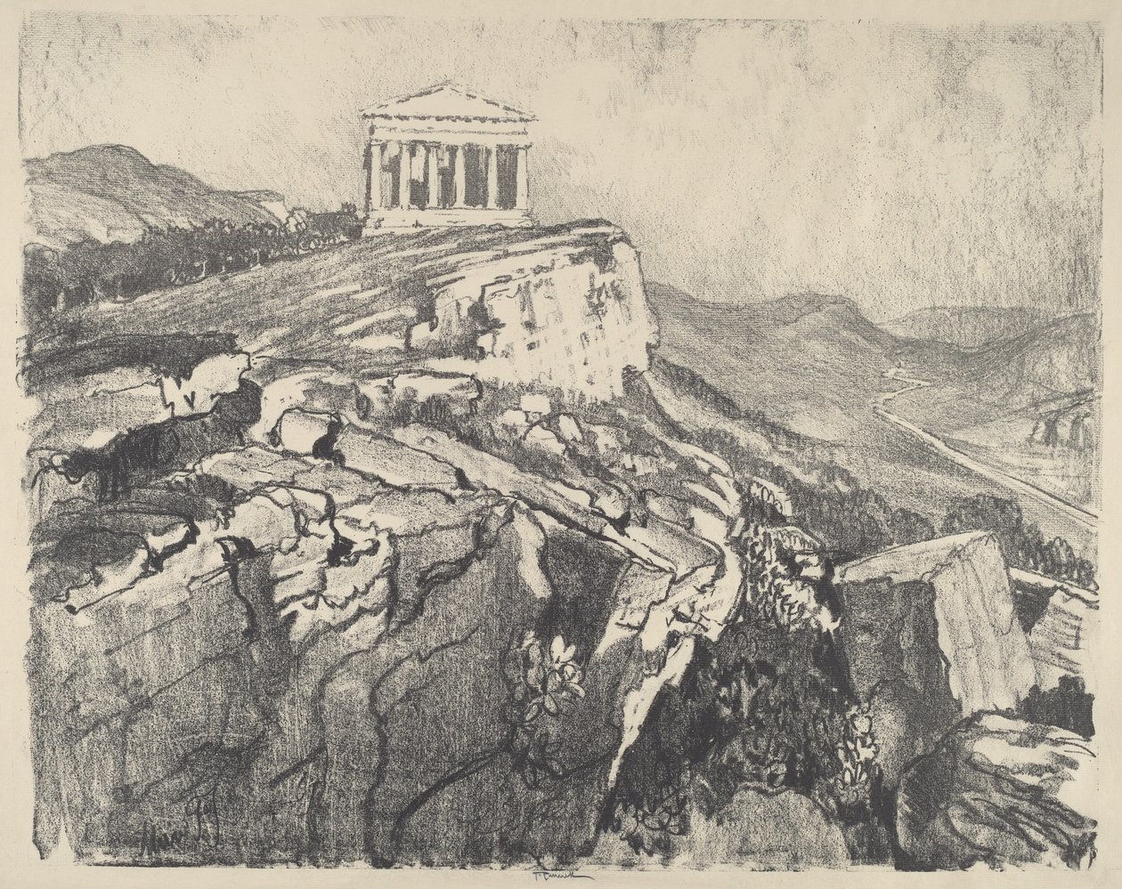 Concordiatemplet på muren, Girgenti av Joseph Pennell