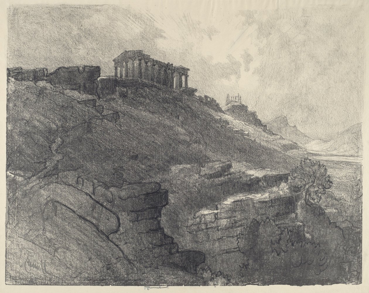 Templen på muren, Girgenti av Joseph Pennell
