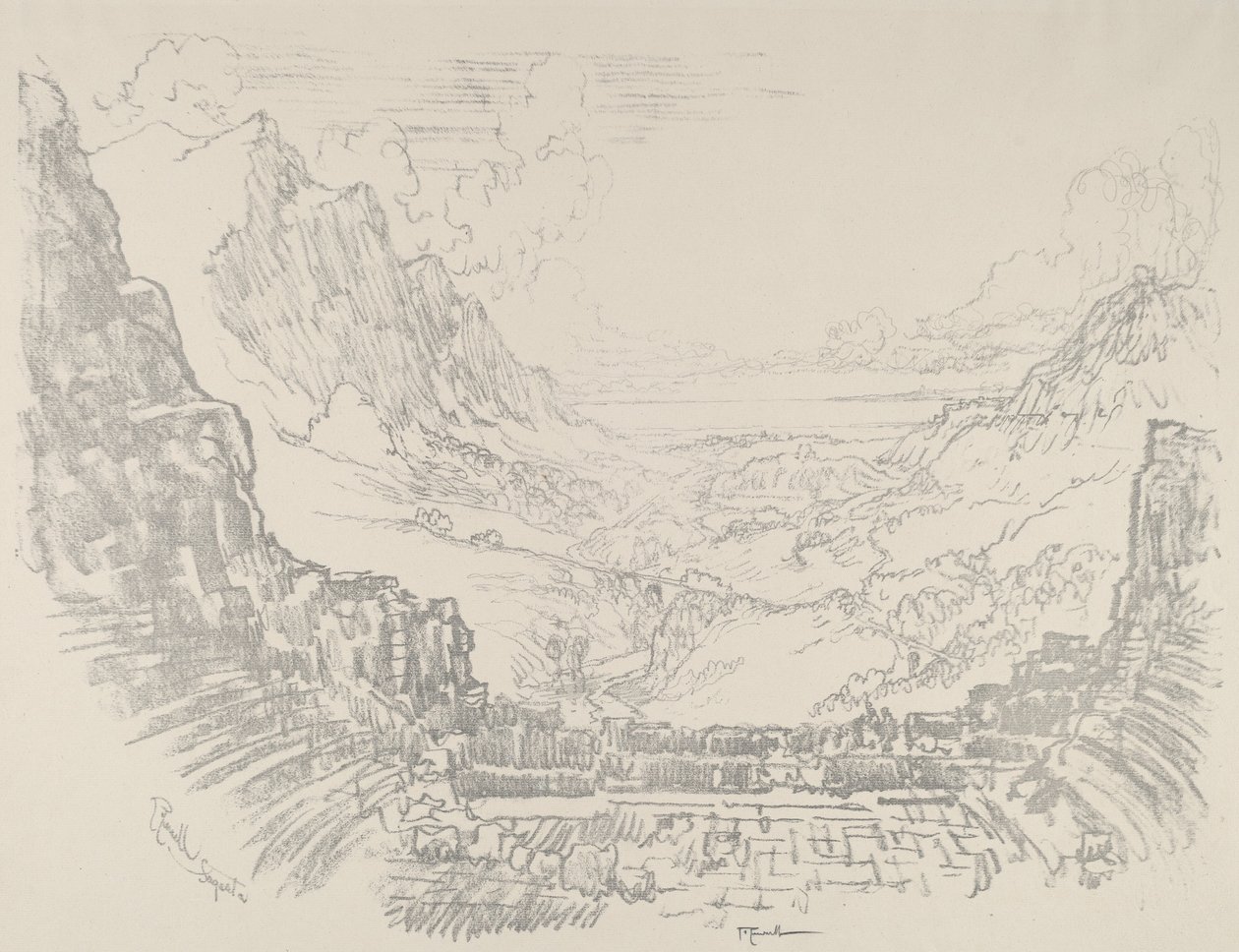 Teatern, Segesta, 1913. av Joseph Pennell