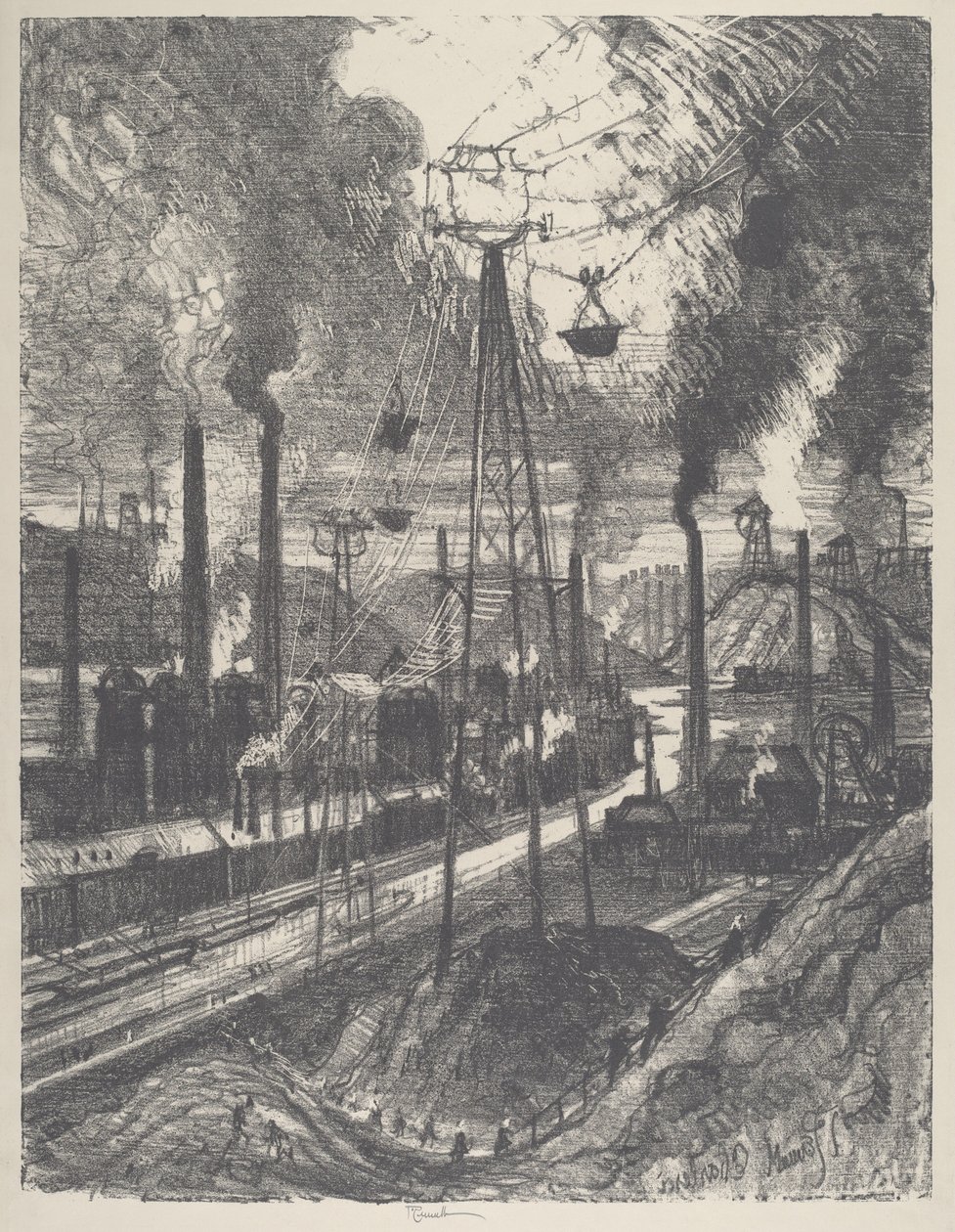 Resenärerna, Charleroi, 1911. av Joseph Pennell
