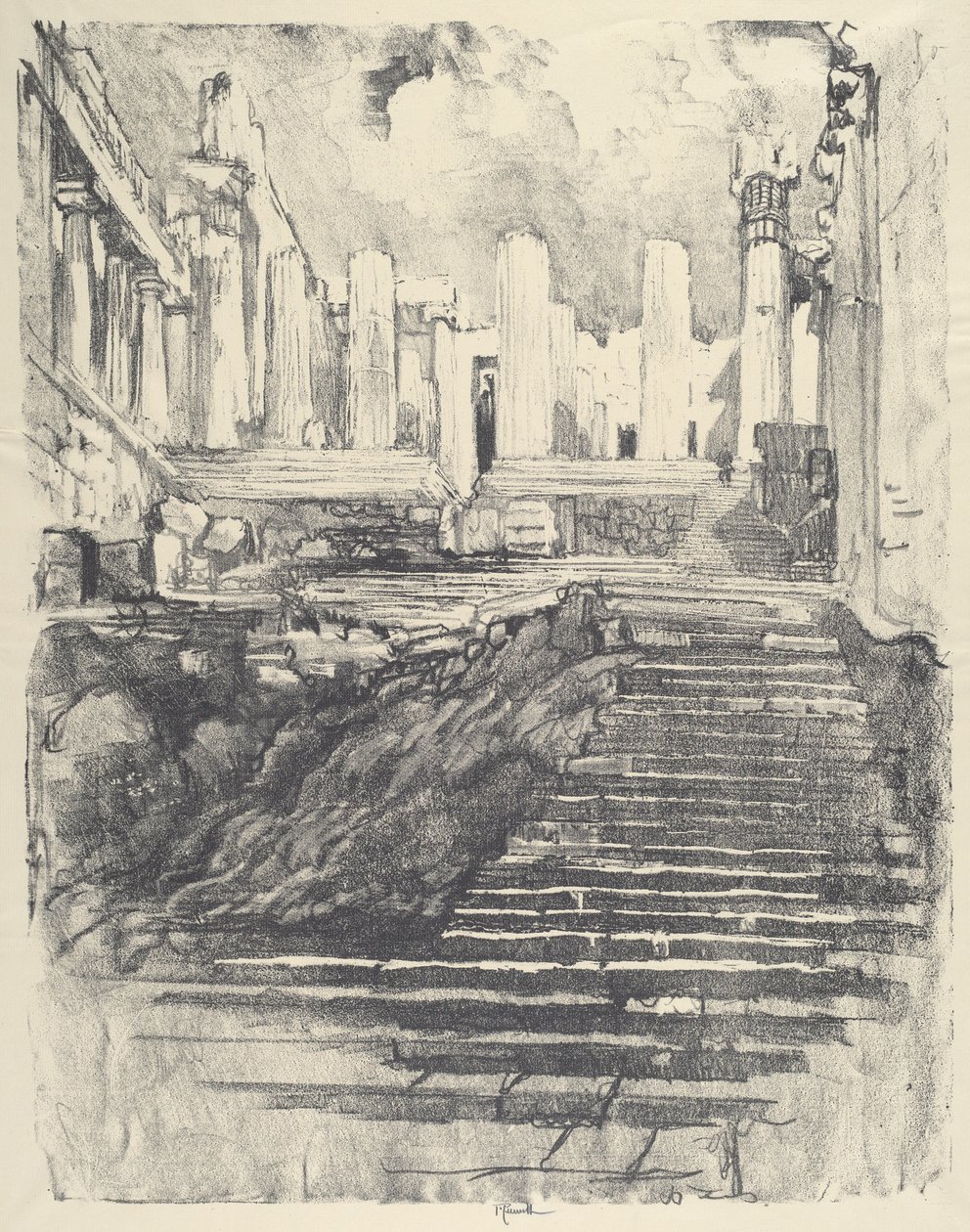 Vägen upp till Akropolis, 1913. av Joseph Pennell