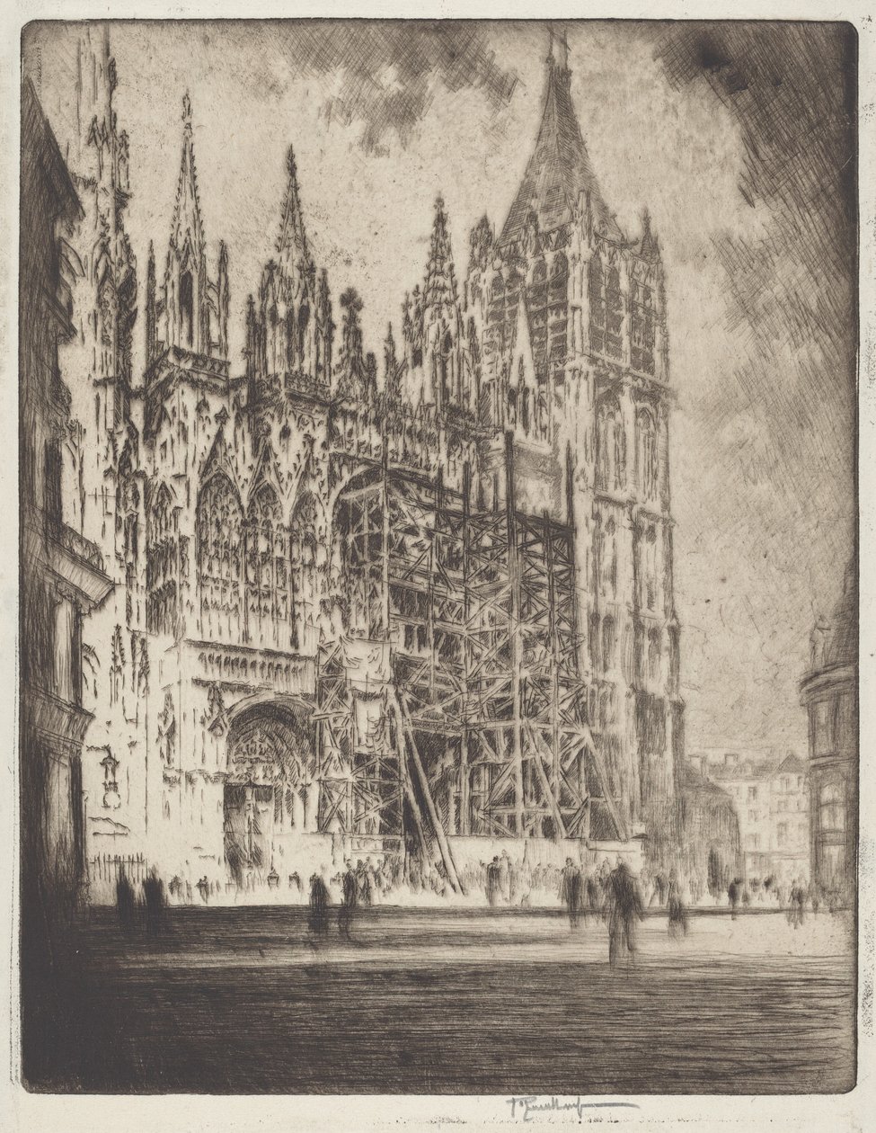 Västfronten, Rouens katedral av Joseph Pennell