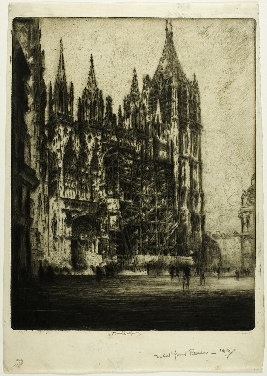 Västfronten, Rouens katedral av Joseph Pennell