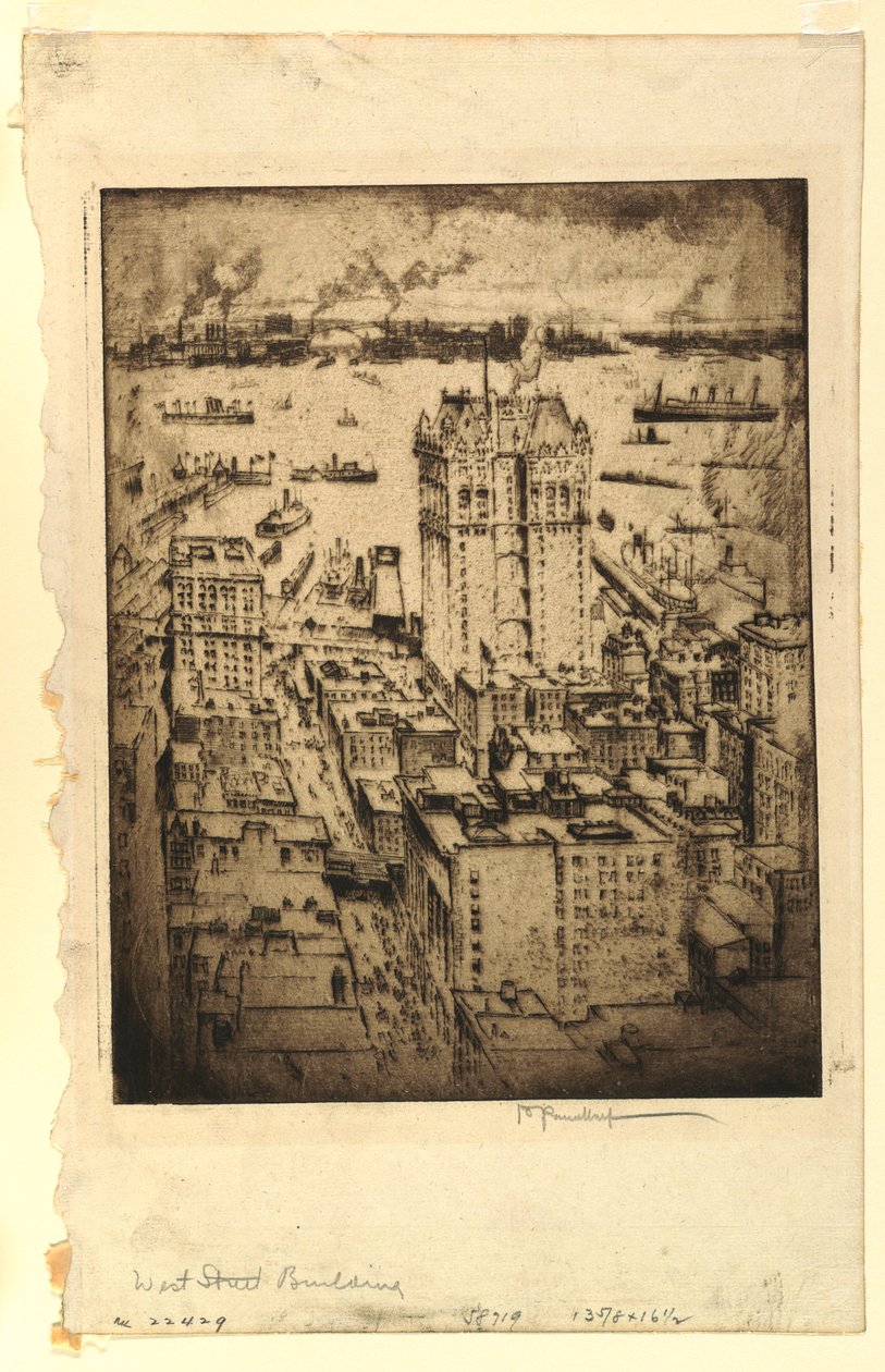 West Street Building från Singer Building av Joseph Pennell