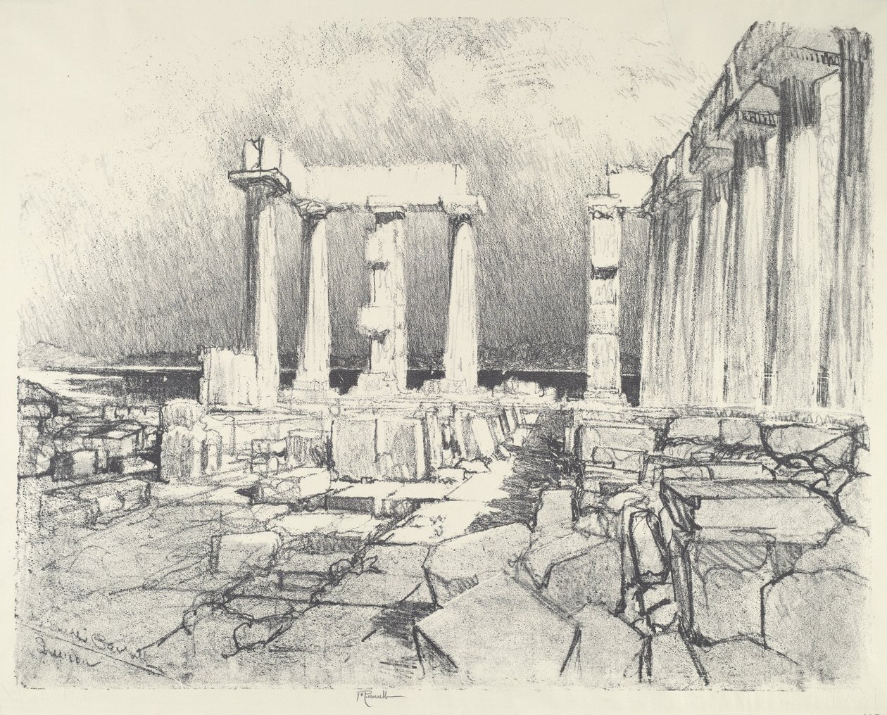 Det vinmörka havet, Sunium, 1913. av Joseph Pennell