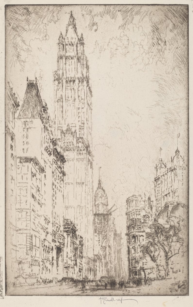 Woolworth Building, 1915. av Joseph Pennell