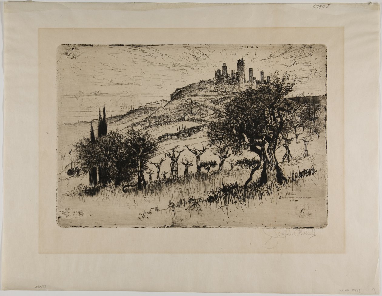 Torn i San Gimignano, utanför murarna av Joseph Pennell